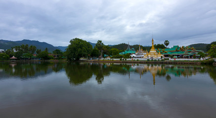 Wat Jongklang - Wat Jongkham the most favourite place for tourist in Mae hong son near Chiang mai, thailand in this morning.