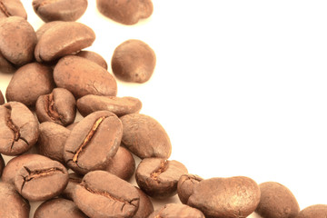 Fototapeta na wymiar Coffee Beans isolated on white background area for copy space.