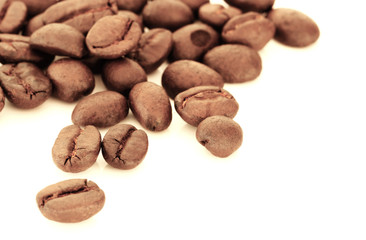 Coffee Beans isolated on white background area for copy space.