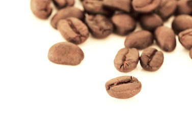 Coffee Beans isolated on white background area for copy space.