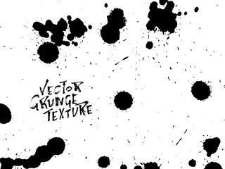 Handdrawn grunge texture. Abstract ink drops background. Black and white grunge illustration. Vector watercolor artwork pattern.