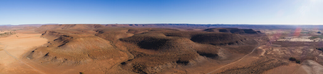 Panoramic aerial views over the quiver tree forest in nieuwoudville in the northern cape of south...