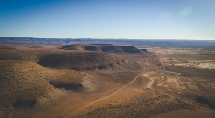Panoramic aerial views over the quiver tree forest in nieuwoudville in the northern cape of south...