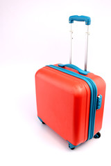 Pink Travel Bag with White Backdrop.