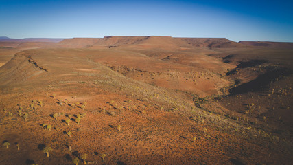 Panoramic aerial views over the quiver tree forest in nieuwoudville in the northern cape of south africa