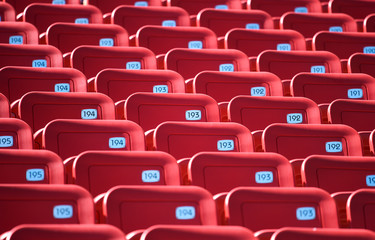 Red bleacher seats