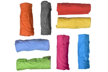 Set of colorful rolled clothes
