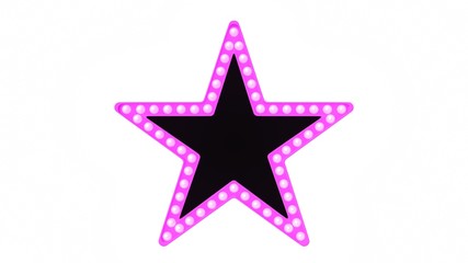 Obraz premium Pink star marquee light board sign retro on white background. 3d rendering