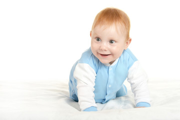 Naklejka premium Adorable baby boy on blanket