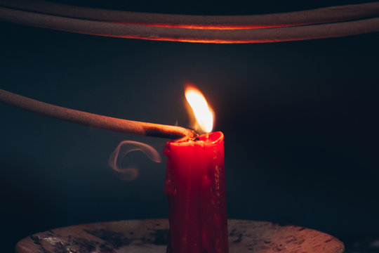 Candlelight Spiritual Of Faith / Spiritual Image Of Glowing Candlelight Providing Sacred Light.