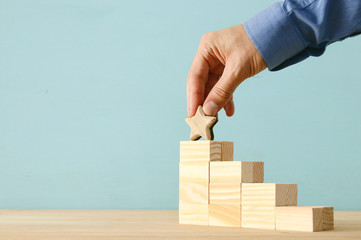 concept image of setting a five star goal. increase rating or ranking, evaluation and...