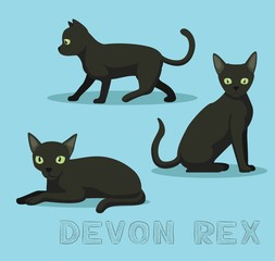 Cat Devon Rex Cartoon Vector Illustration