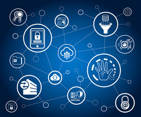 data security concept, network security in blue background