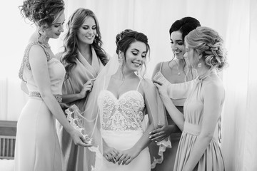 bride with bridesmaids