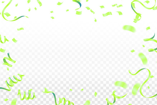 Celebration background template with confetti and green ribbons confetti, design template for birthday celebration. art