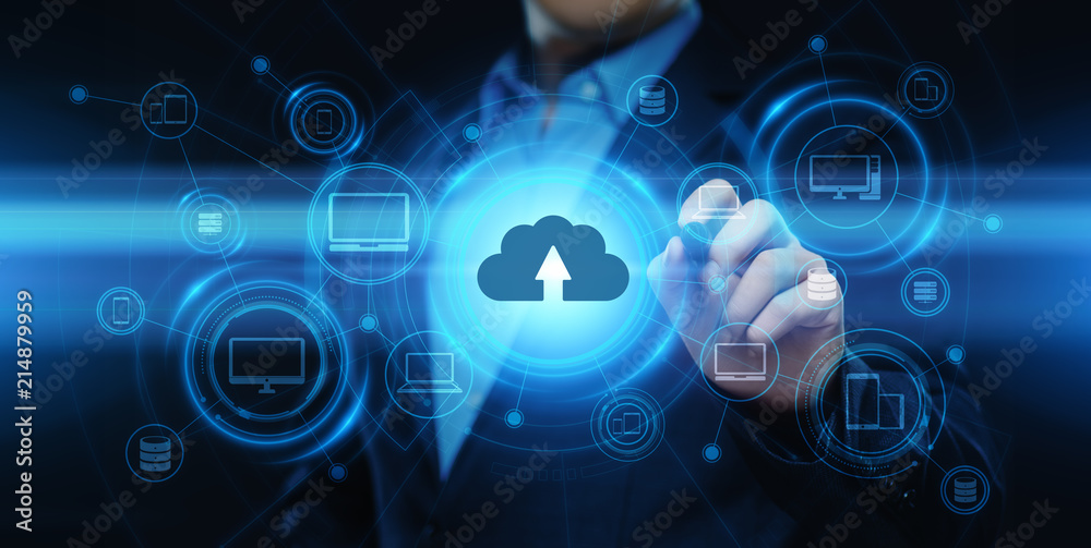 Wall mural cloud computing technology internet storage network concept