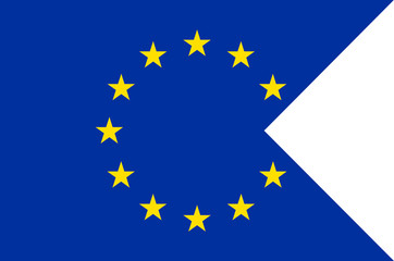 Flag of European Union. Symbol of Independence Day, souvenir soccer game banner, language button, icon.