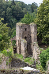 Fototapeta na wymiar Old ruin castle Divci kamen near village Brloh, main tower