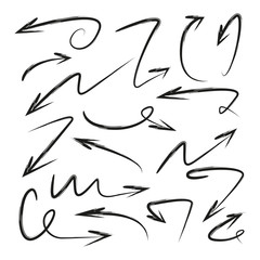 hand drawn and curved arrows set