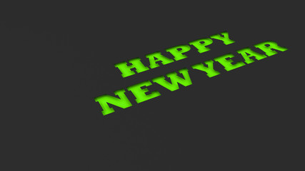 Green Happy New Year words cut in black paper