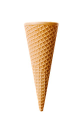 Empty ice cream cone isolated on white background