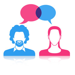 man and woman with speech bubble, chat dialog for communication concept