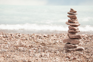 stack of stones in the beach