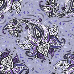 Abstract Flower. Floral Pattern. Watercolor illustration, modern style Seamless pattern, hand drawn detailed illustration