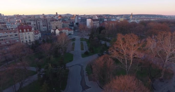 Town of Belgrade filmed early in the morning.