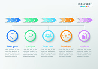 Business infographic arrows timeline template with business icon. Vector illustration
