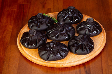 Black Khinkali with meat