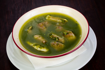 Fith soup with pesto