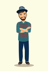 Young  man in glasses isolated. Vector flat style illustration