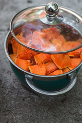 pumpkin - cookery chopped pumpkin. food background