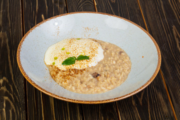 Risotto with white mushrooms