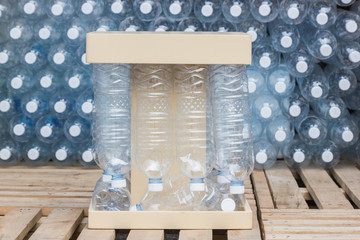 Plastic bottles, Concept of recycling Empty used plastic bottles plastic bottles not used as artificial chairs.