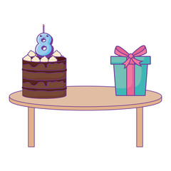 birthday cake and gift box
