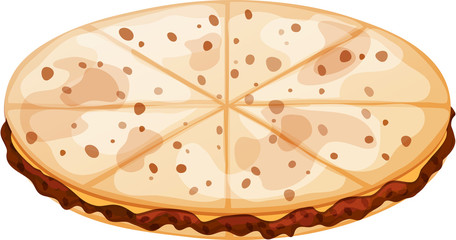 Sliced Mexican quesadilla with ground beef and cheese. Isolated vector illustration.