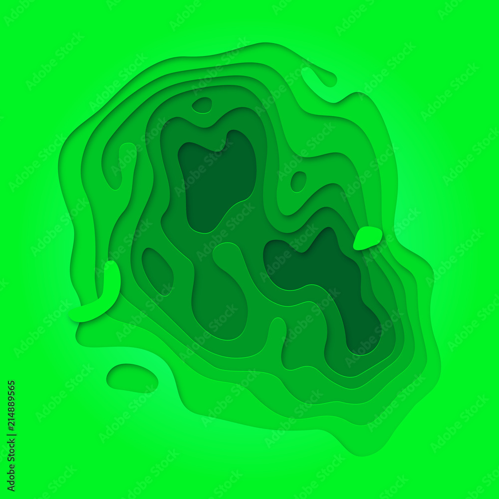 Poster Papercut green gradient multi layer background