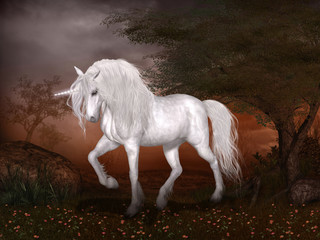Obraz na płótnie Canvas Magical Unicorn in a Fairytale Landscape