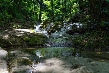 Obraz premium Big Kaverzinskiy waterfall, Goryachiy Klyuch