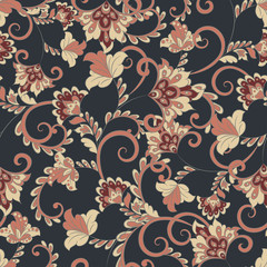 Fototapeta na wymiar Floral Pattern in Indian Batik Style