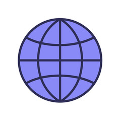Globe icon, world, planet. Line colored flat vector illustration. Isolated on white background.
