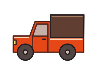 Fototapeta premium Truck icon, car. Line colored flat vector illustration. Isolated on white background.