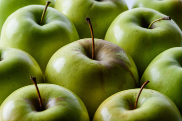 full frame of ripe green apples background