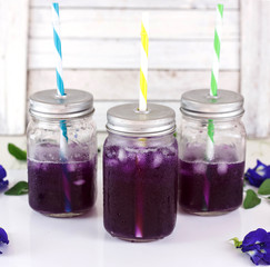 Group of butterfly pea juice