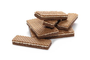 Chocolate wafers isolated on white background