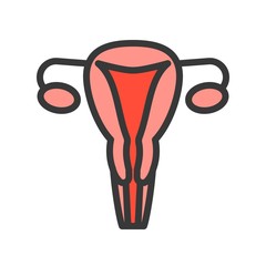 uterus and ovary, reproductive system icon, filled outline