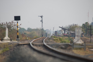 Horizontal old train station and railway concept.