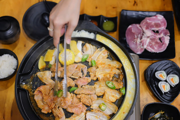 Grilled barbecue pork in Korean style